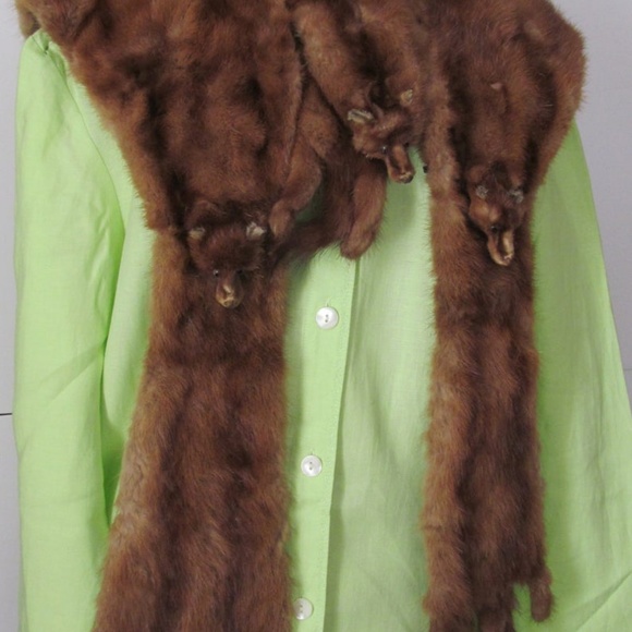 Fur shawl Roaring 20s Fashion 3 Mink Stole Cape